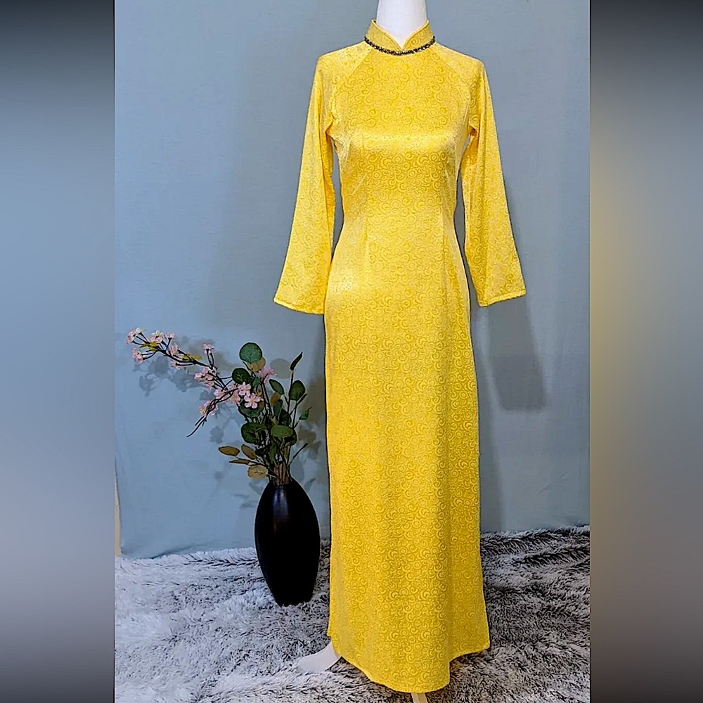 🆕 Ao dai lua to tam Ha Dong, New Vietnamese traditional dress XXL